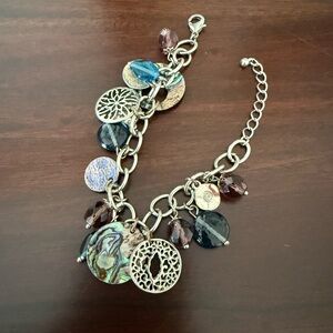 Lia Sophia Silver Bracelet with Blue and Purple Charms - PRELOVED